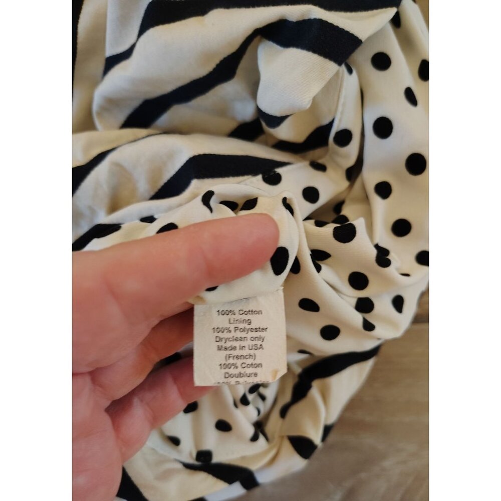 Eva Franco Size 6 Mini Bubble Skirt, Black White Stripe, Pleated Bow Front - Picture 6 of 6